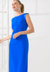 Caroline Kilkenny Erin Satin Shoulder Pencil Dress, Blue