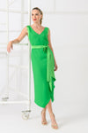Caroline Kilkenny Misty V Neck Midi Dress, Intense Green