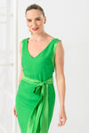 Caroline Kilkenny Misty V Neck Midi Dress, Intense Green