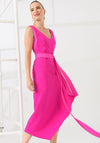Caroline Kilkenny Misty V Neck Midi Dress, Magenta