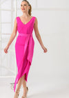 Caroline Kilkenny Misty V Neck Midi Dress, Magenta