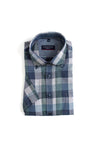 Casa Moda Short Sleeve Wide Gingham Shirt, Green & Grey Multi