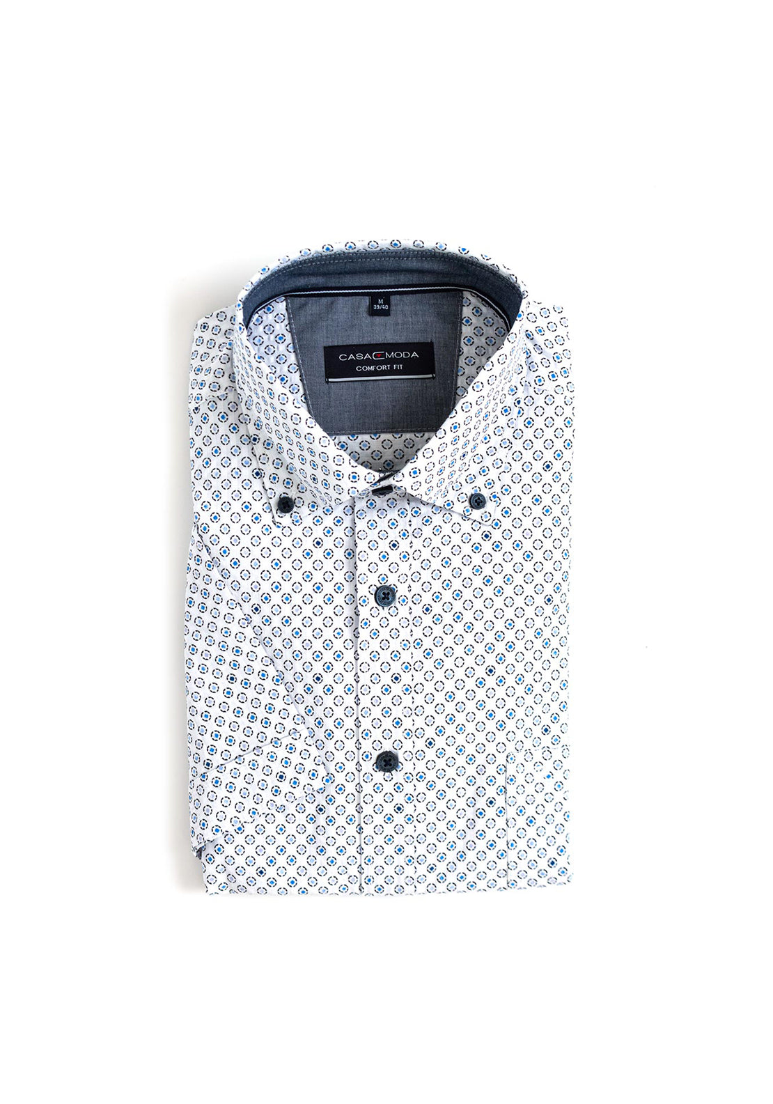 Casa Moda Geo Circle Print Shirt, White & Blue
