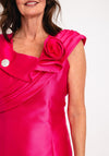 Cassandra Aya Corsage Detail Midi A-Line Dress, Pink