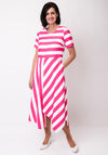 Coco Doll Hara Striped A-Line Dress, Pink and White