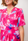 Coco Doll Toya Floral Print Wrap Midi Dress, Pink