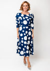 Cassandra Bell Polka Dot Fit and Flare Dress, Navy
