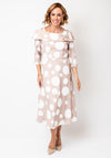 Cassandra Bell Polka Dot Fit and Flare Dress, Beige
