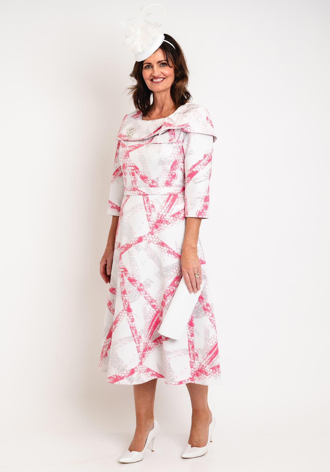 Casandra Bel Metallic Print A-Line Maxi Dress, Pink