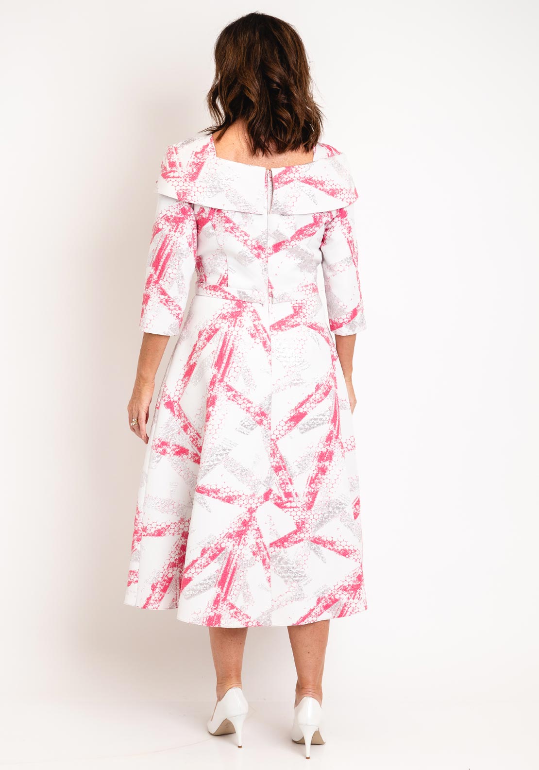 Casandra Bel Metallic Print A-Line Maxi Dress, Pink