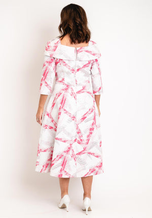 Casandra Bel Metallic Print A-Line Maxi Dress, Pink
