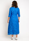 Casandra Cal Jacquard Ruffled High Low Midi Dress, Royal Blue