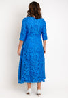 Casandra Cal Jacquard Ruffled High Low Midi Dress, Royal Blue