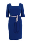 Cassandra Cao Square Neck Belted Dress, Royal