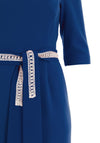 Cassandra Cao Square Neck Belted Dress, Royal