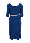 Cassandra Cao Square Neck Belted Dress, Royal