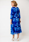 Cassandra Cowl Neck with 3D Floral Detail Midi Dress, Blue