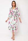 Cassandra Carly Floral V-Neck Floral Midi Dress, White Multi