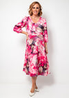 Cassandra Carly Floral V Neck Aline Dress, Pink