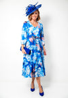 Cassandra Carly Floral V Neck Aline Dress, Blue