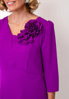 Cassandra 3D Floral Detail Midi Occasional Dress, Purple