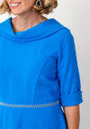 Cassandra Structured Pencil with Diamante Detail Midi Dress, Blue