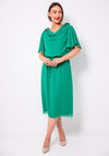 Cassandra Hello Embellished Cowl Neck Dress, Green