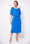 Cassandra Hello Embellished Cowl Neck Dress, Blue