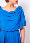 Cassandra Hello Embellished Cowl Neck Dress, Blue