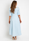 Casandra Metallic Jacquard Print Dipped Hem Dress, Soft Blue