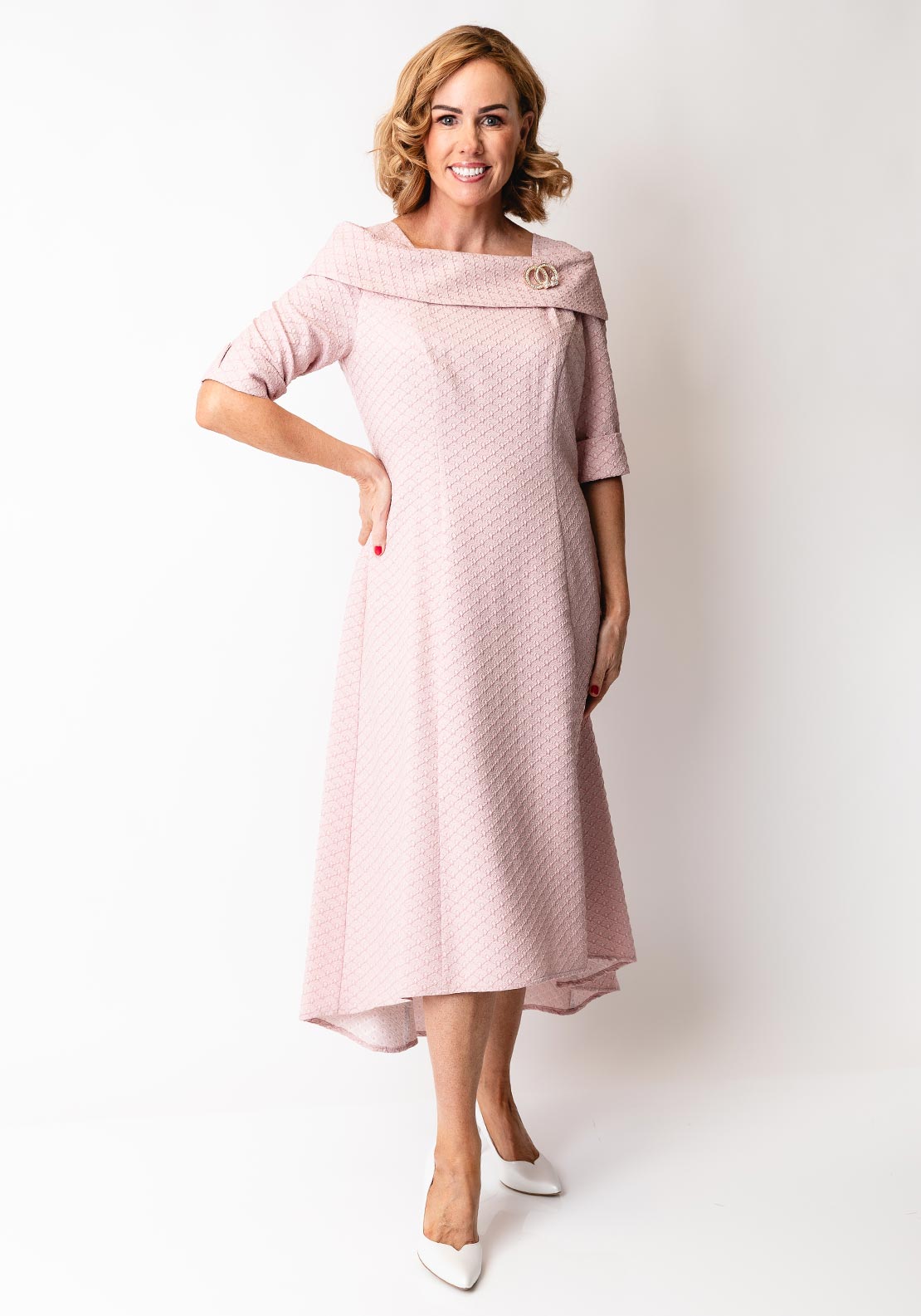 Cassandra Martha Jacquard A-Line Dress, Pink