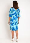 Cassandra Bold Print Brooch Detail Midi Pencil Dress, Aqua
