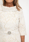 Cassandra Metallic Jacquard Midi Dress, Gold