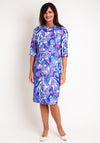 Cassandra Bold Print Brooch Detail Midi Pencil Dress, Lilac