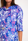 Cassandra Bold Print Brooch Detail Midi Pencil Dress, Lilac