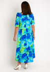 Cassandra Martha Bardot Neckline with Bow Detail Midi Dress, Royal Print