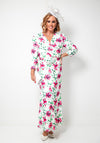 Cassandra Oral Floral Print Wrap Midi Dress, Ivory and Pink