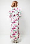 Cassandra Oral Floral Print Wrap Midi Dress, Ivory and Pink
