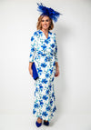 Cassandra Orla Floral Print Wrap Midi Dress, Ivory and Blue