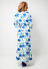 Cassandra Orla Floral Print Wrap Midi Dress, Ivory and Blue