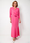 Cassandra Oral Floral Print Wrap Midi Dress, Fuchsia Pink