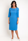 Cassandra Bardot Neckline Pencil Midi Dress, Blue