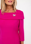 Cassandra Bardot Neckline Pencil Midi Dress, Magenta