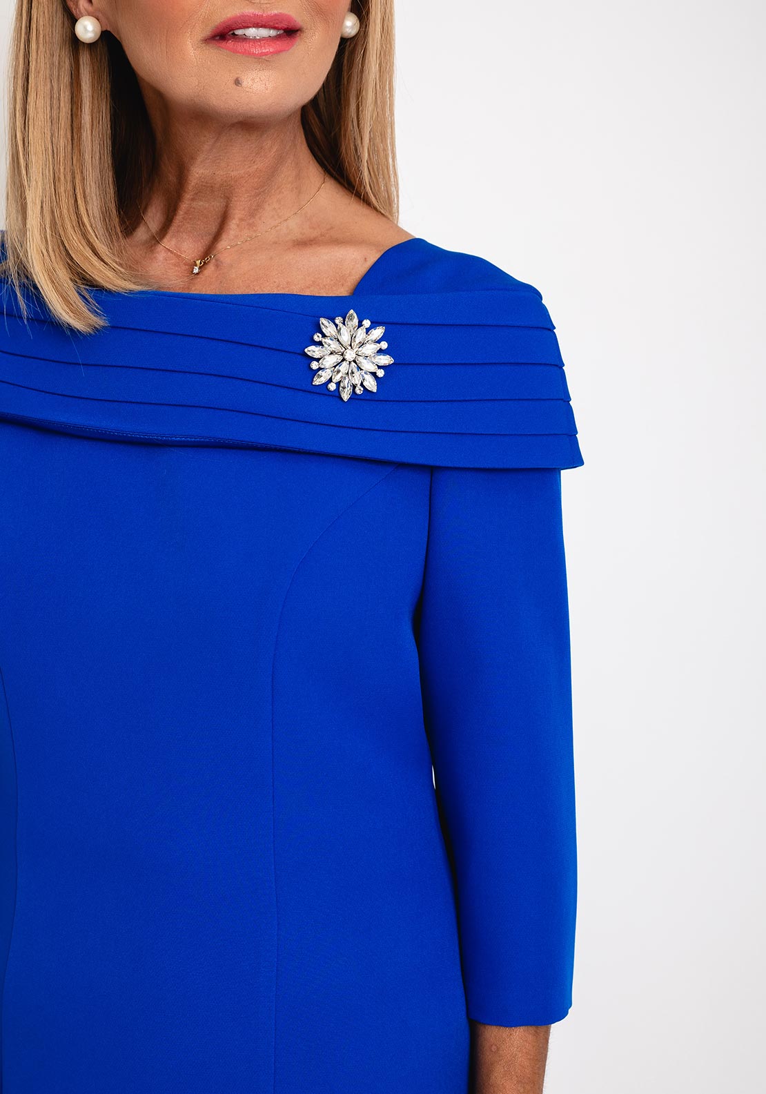 Cassandra Bardot Neckline Pencil Midi Dress, Royal Blue - McElhinneys