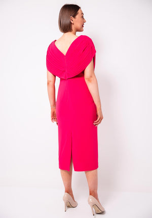 Cassandra Pelo Pleated Panel Pencil Dress, Pink