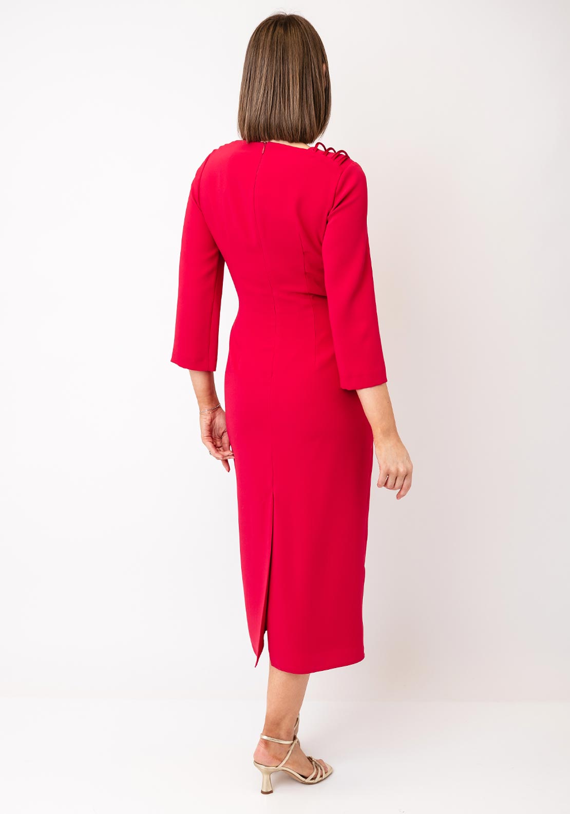 Cassandra Stila Boned Pannel Midi Dress, Red