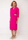 Cassandra Rhinestone Detail Pencil Midi Dress, Fuchsia Pink