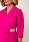 Cassandra Rhinestone Detail Pencil Midi Dress, Fuchsia Pink