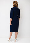 Cassandra Embellished Detail V-Neck Midi Dress, Navy