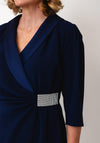Cassandra Embellished Detail V-Neck Midi Dress, Navy